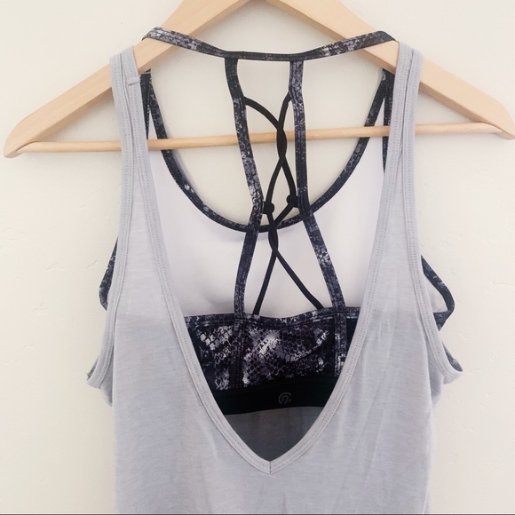 NWOT Champion Blue/Gray Tank Top With Sports Bra - Picture 4 of 8